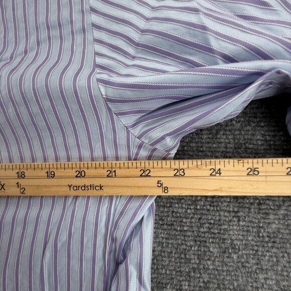 Thomas Pink Long Sleeve Button Up Shirt Cotton Slim Fit 17 French Cuff Striped - Picture 6 of 15